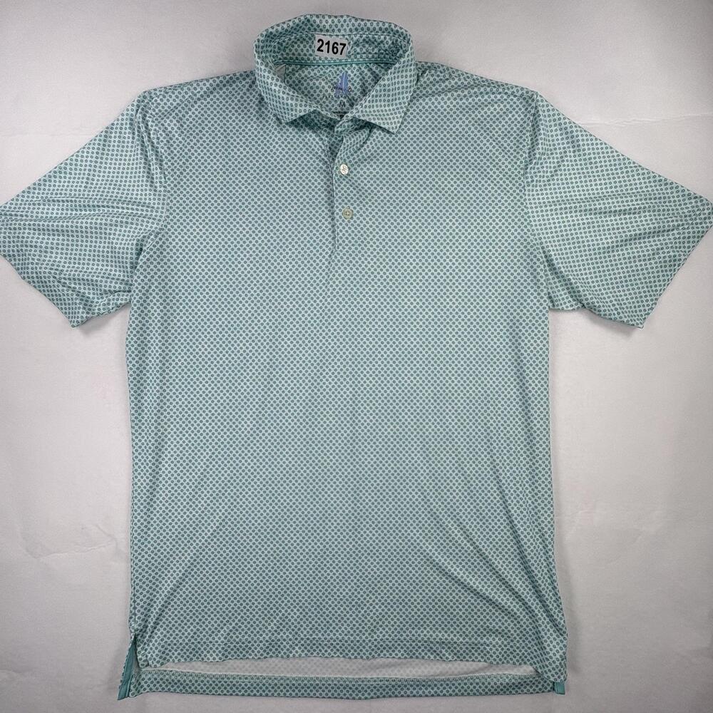 Johnnie-O Tegan Featherweight Polo Mens Medium Green Floral Golf Performance